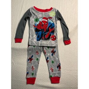 Marvel Spiderman Christmas‎ Pajamas Set Toddler Size 2T Glow in the Dark